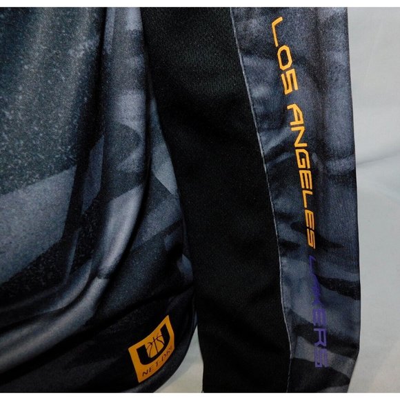 Net-Dri Los Angeles Lakers NBA  Mens S Black Gray 1/4 Zip PullOver Shirt Top - Picture 9 of 12